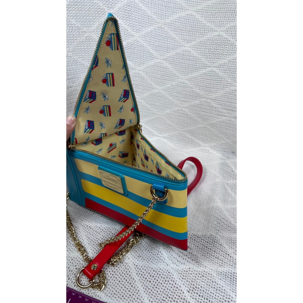 Loungefly Disney Snow White Slice of Cake Crossbody Bag Blue Multi Striped Cute! - Picture 5 of 9